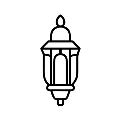 Minimalist black line design lantern icon on white background  