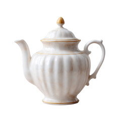 Elegant porcelain teapot with intricate detailing and a luxurious finish, perfect for tea service or display on a dining table.
