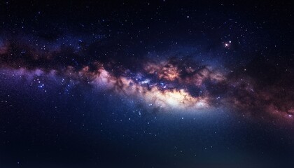 Fototapeta premium Capturing The Spectacular Milky Way Galaxy: Stunning Images Of Stars, Nebulae, And Stardust In The Night Sky Through Panoramic Astrophotography.