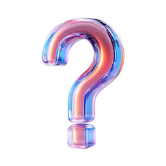 Plastic-style question mark icon with glow, isolated on transparent background .