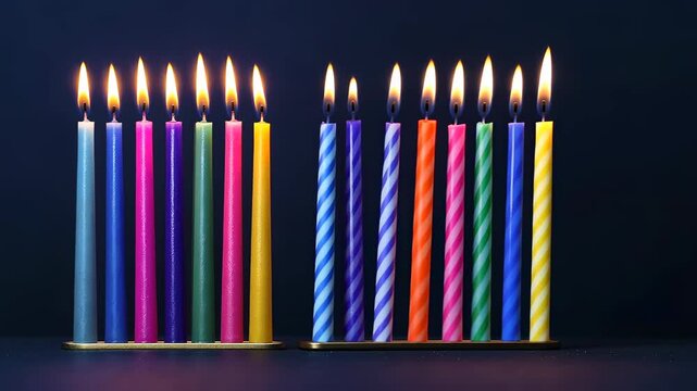 Colorful birthday candles glowing against a dark background