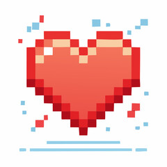 Obraz premium Minimalist pixel art heart symbol. A retro 8-bit icon for a video game or a social media like.