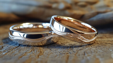 Matching wedding bands with a sleek, polished design and subtle engraving
