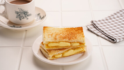 Roti Bakar Selai Srikaya, toasted brioche loaf with kaya jam
