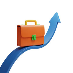 Briefcase on an upward arrow, symbolizing business success isolated on transparent background on transparent background