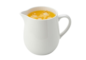 Isolated Refreshing Orange Juice Pitcher with Ice Cubes