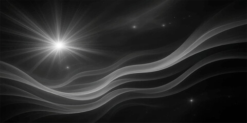 Black and white abstract background with smooth flowing wave pattern and soft textured design