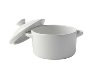 Isolated Small White Ceramic Casserole Dish with Lid