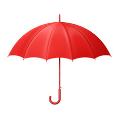 Bright red umbrella providing protection from rain isolated on transparent background on transparent background