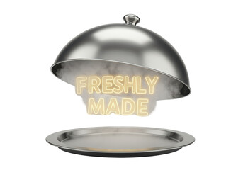 Isolated Freshly Made Food Serving Tray with Cloche