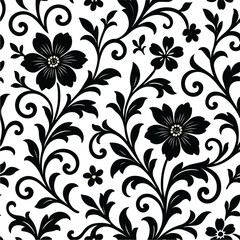 Symmetrical Black & White Floral Pattern