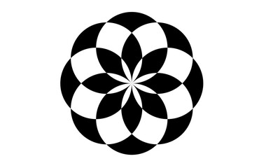 Black and White Symmetrical Radial Pattern: Versatile Home Décor for Creative Rooms, Offices, Gifts, Posters, Prints, Tattoos, and Sacred Design Themes