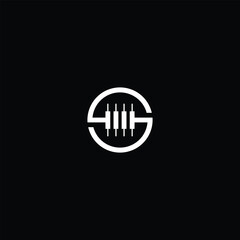 Obraz premium Creative Abstract White Symbol with the S and the vertical line inside circle