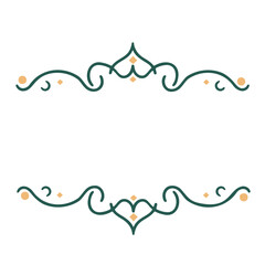 Elegant decorative frame with green swirls and golden accents for invitations and design projects