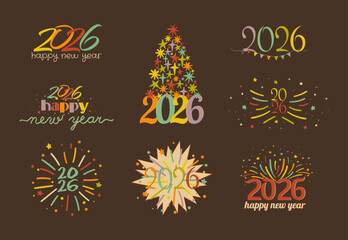 Retro New Year 2026 Logo & Icon Set