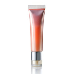Tube of shiny lip gloss or cosmetic cream, isolated on white background