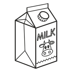 Milk carton with cow illustration and cap dairy beverage