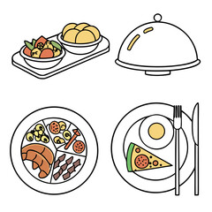 Resort food options breakfast lunch dinner vector