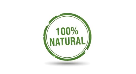 100% Natural Green Grunge Stamp Vector