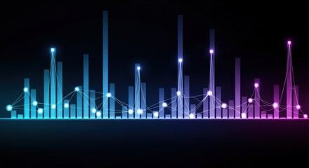 Luminous Data Visualization Graph with Glowing Blue and Purple Network Connections