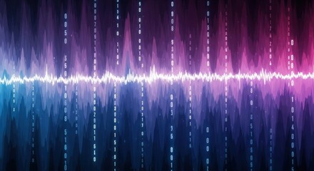 Luminous Digital Heartbeat Through a Neon Matrix of Falling Numbers