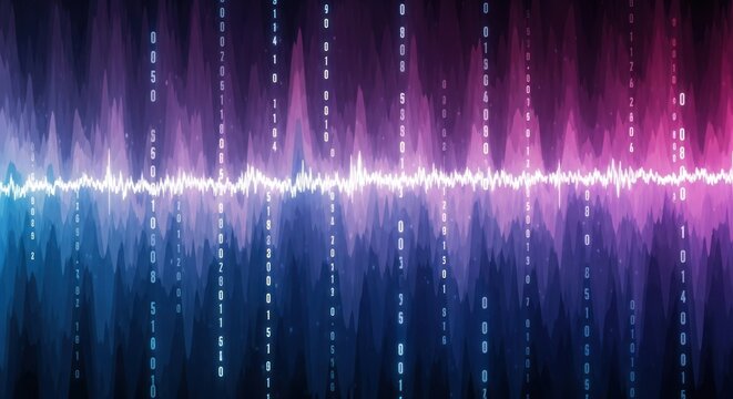 Luminous Digital Heartbeat Through a Neon Matrix of Falling Numbers