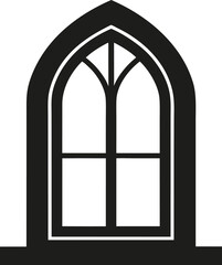 Fototapeta premium Casement Window with Gothic Arch Silhouette Vector