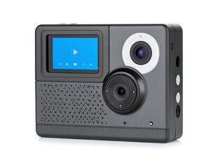 Fototapeta premium Modern Action Camera Isolated on White