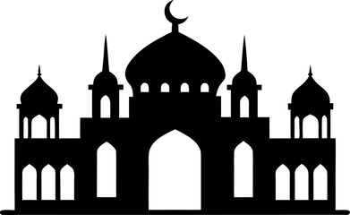 Islamic Mosque Architecture Silhouette Vector Black