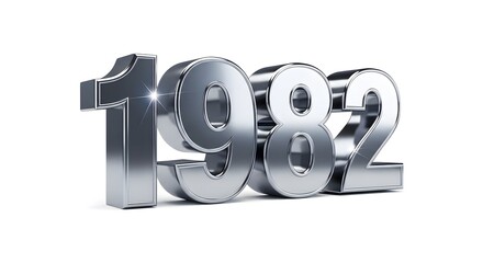 Metallic 1982 Isolated on White Background