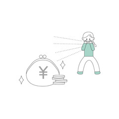 お金を増やそうとする女性のイラスト