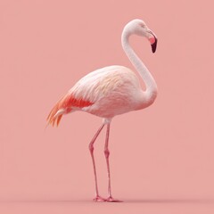Fototapeta premium flamingo standing PNG, soft pink