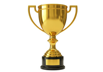 Isolated Golden Trophy Cup with Black Base