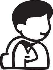 Simple Icon of a Schoolchild with Backpack.