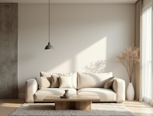 soft_minimal_living_room_with_vanilla_beige_sofa_concrete_wall_solid_wood_coffee_table_hanging_lamp