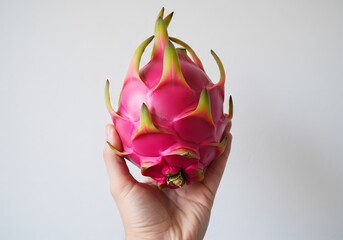 Hand Holding Fresh Dragon Fruit