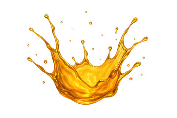 Splashing gold liquid making crown shape with transparent background