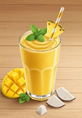 Tropical Fruit Smoothie in a Glass