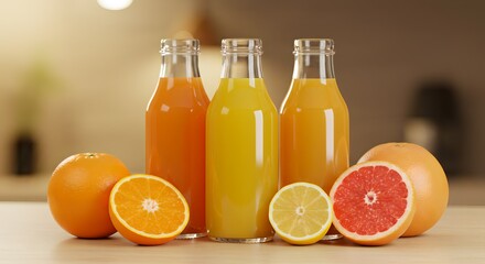Citrus Juice in Glass Bottles