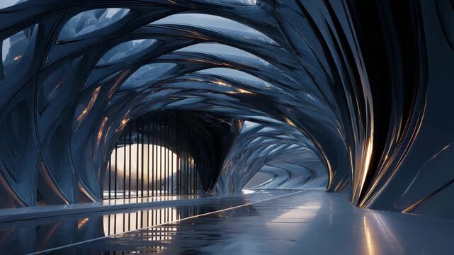 Futuristic Parametric Architecture with Curved Forms and High-Tech Materials