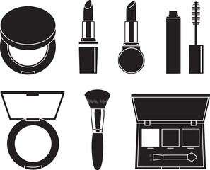 Vector art of set of makeup and cosmetic products isolated on white background