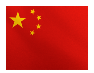 Chinese flag with stars isolated on transparent background