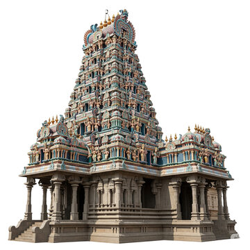 Hindu temple gopuram isolated on transparent background
