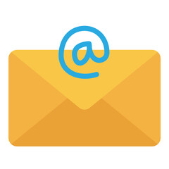 Yellow Email Icon with Blue At Sign