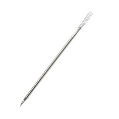 A single, ultra-realistic UHD photo of a meticulously detailed reverse felting needle with a metallic handle and sharp barbs, on a transparent, shadowless background, concept of precision crafting