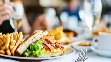 Delicious Breakfast Sandwich with Bacon and Fresh Ingredients