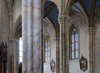 Obraz premium San Giovanni Battista church interieur in neo Gothic style in Taleggio valley, Lombardy, Italy 