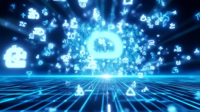 binary code on blue