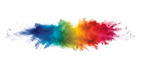 Colorful powder explosion isolated on a transparent background