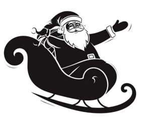  Minimalist Silhouette of Santa Waving, Bold Graphic Style, Transparent PNG